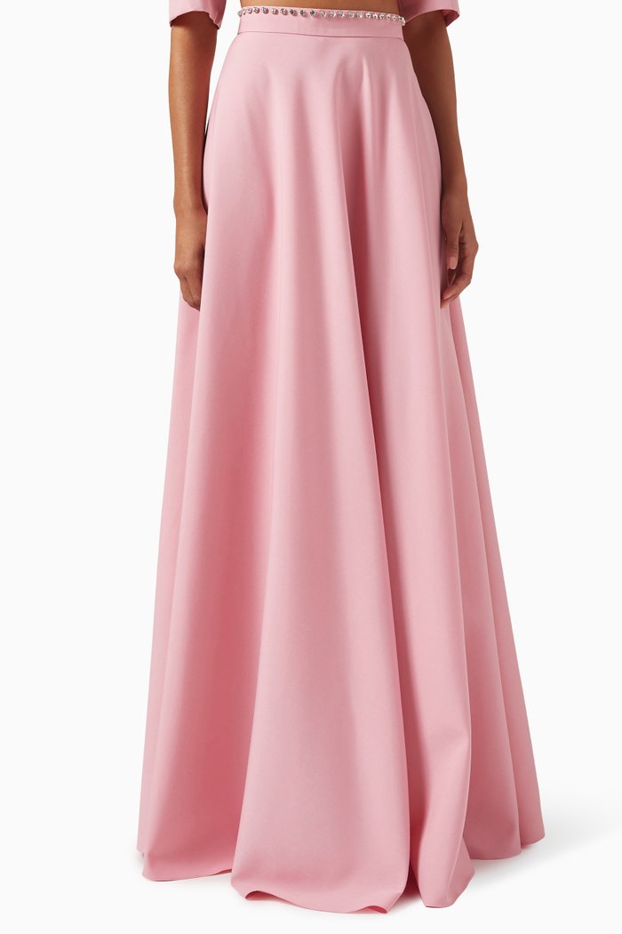 

The Gloria Crystal-embellished Maxi Skirt in Suiting, Pink