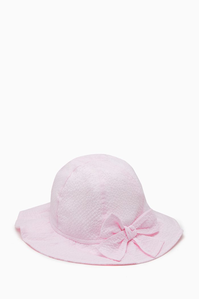 

Bow Detail Hat in Cotton Blend, Pink