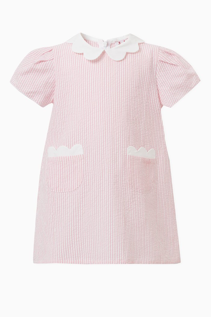 

Stripe Pattern Dress in Cotton, Pink