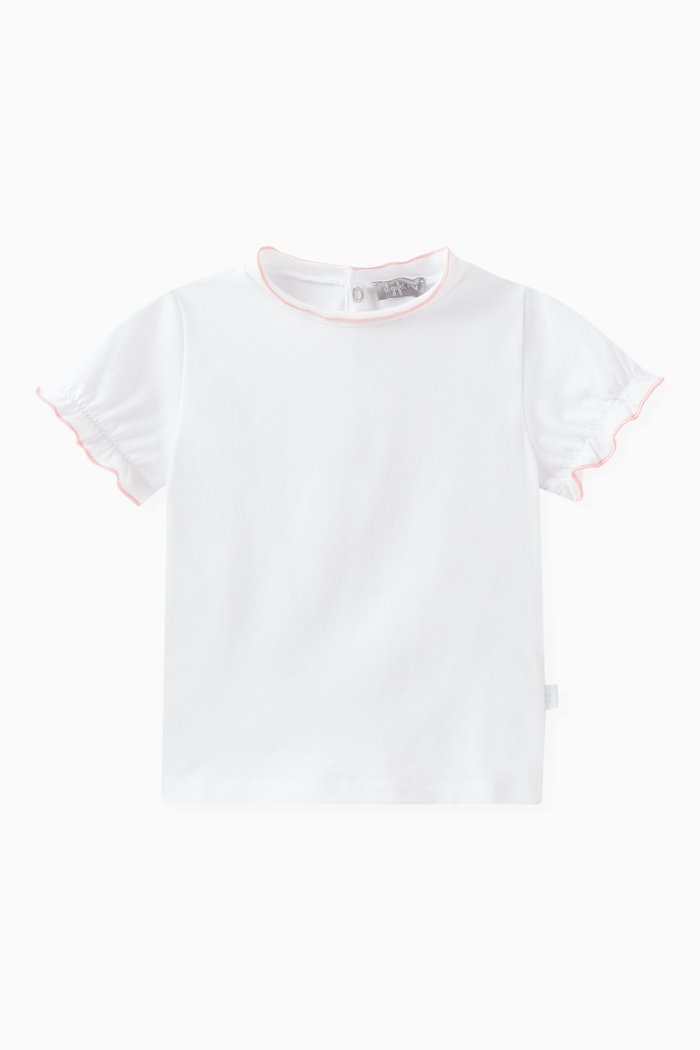 

Frilled T-shirt in Cotton, White
