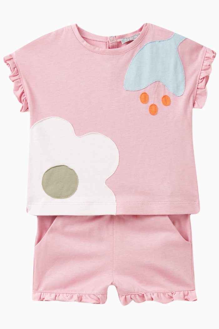 

Flower T-shirt Set in Cotton, Pink