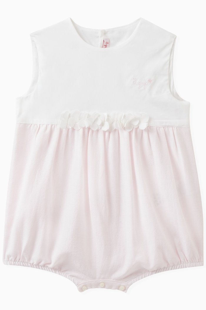 

Two-tone Ruffle-detail Romper in Cotton, White