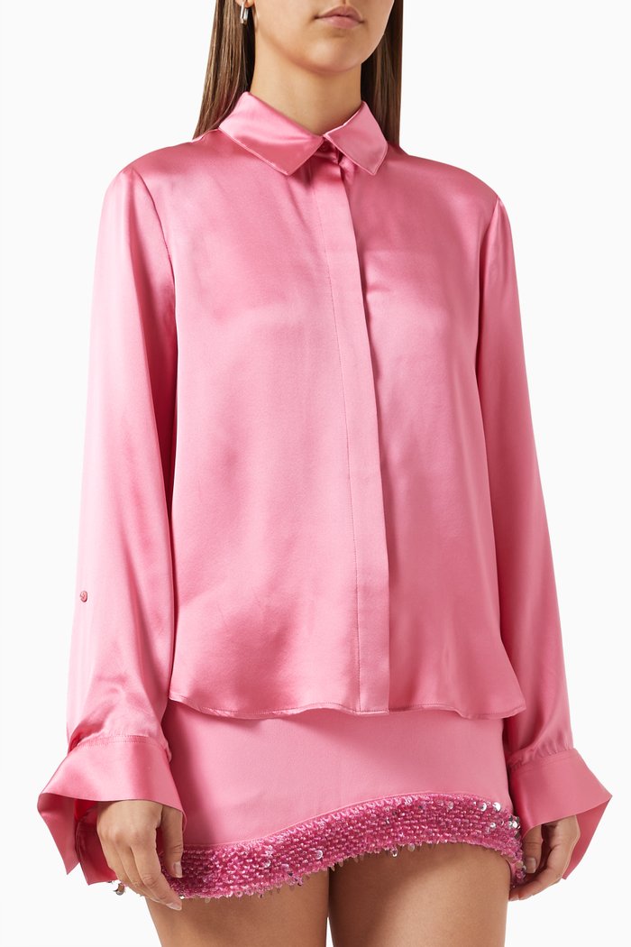 Boyfriend Shirt in Charmeuse, Pink