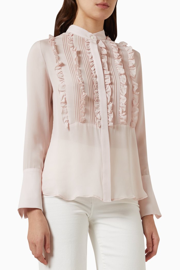 

Kimmie Ruffled Shirt in Silk-georgette, Pink
