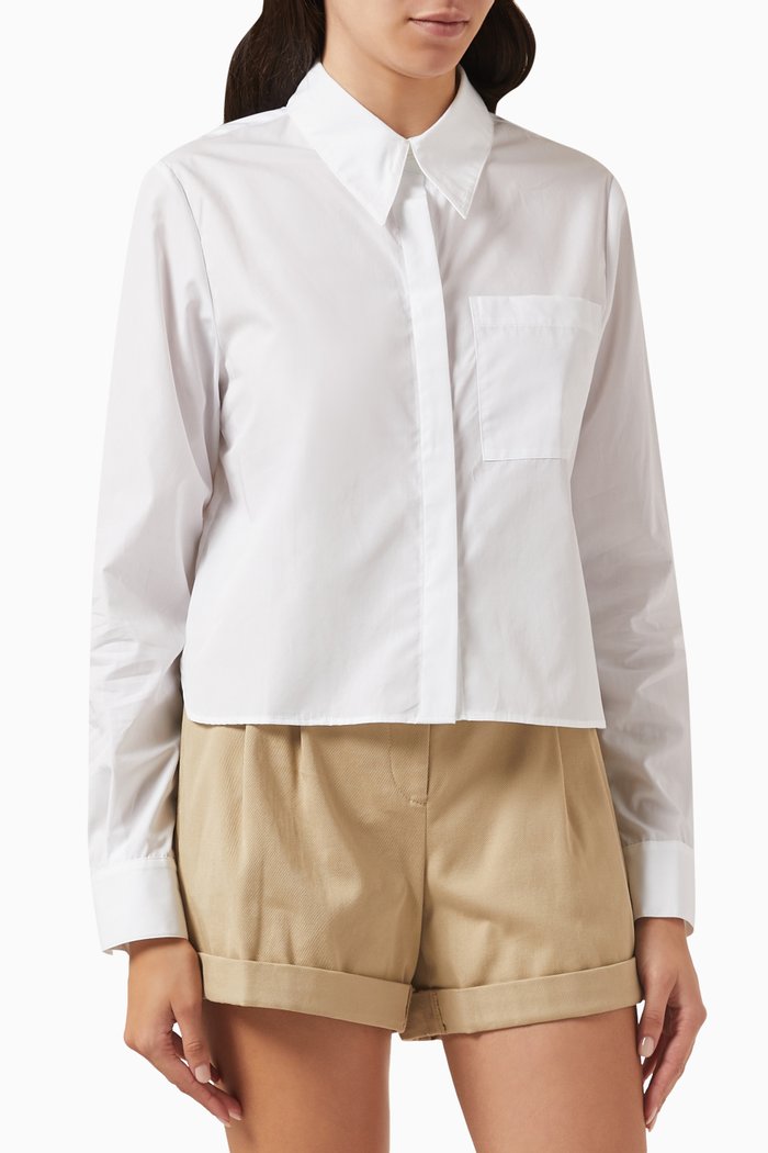 

Boy Cropped Shirt in Cotton, White
