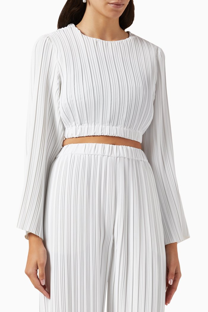 

Low Rider Crop Top in Satin Twill, White