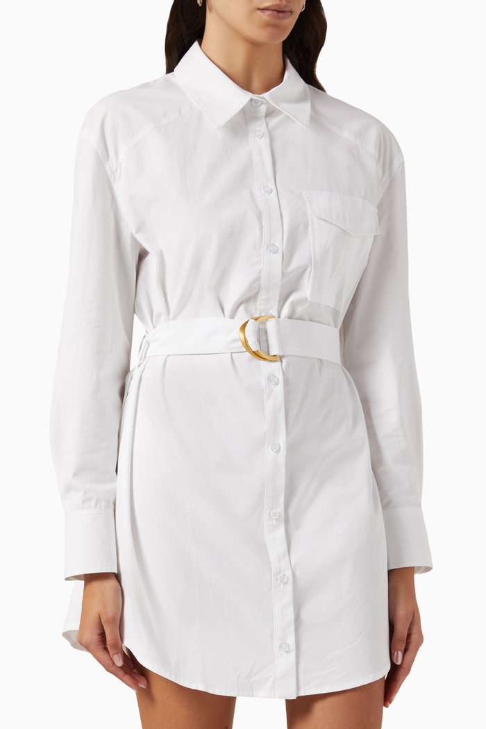 In My Time Mini Shirt Dress in Cotton, White