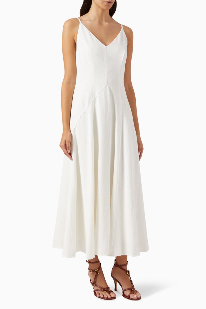 

Waiting Game Maxi Dress in Linen, Neutral