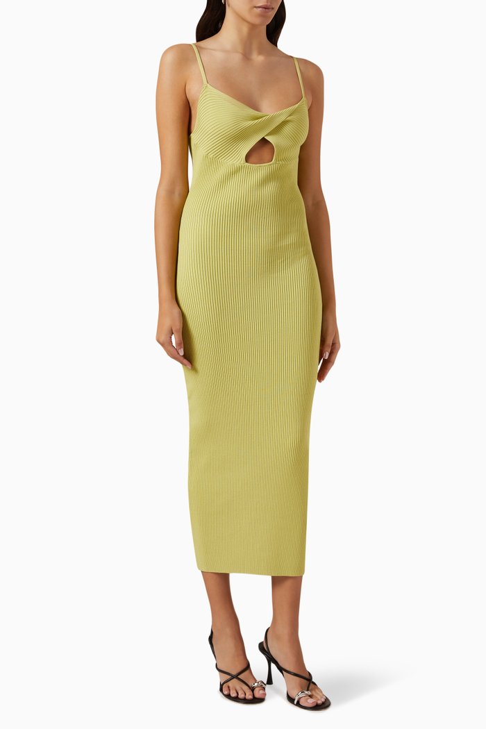 

Infatuated Midi Dress in Ribbed Knit, Green