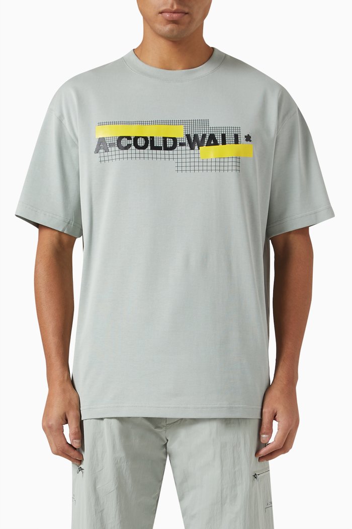 

Grid Logo T-shirt in Cotton, Grey