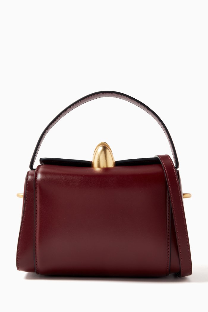 Phoenix Box Bag in Leather, Burgundy
