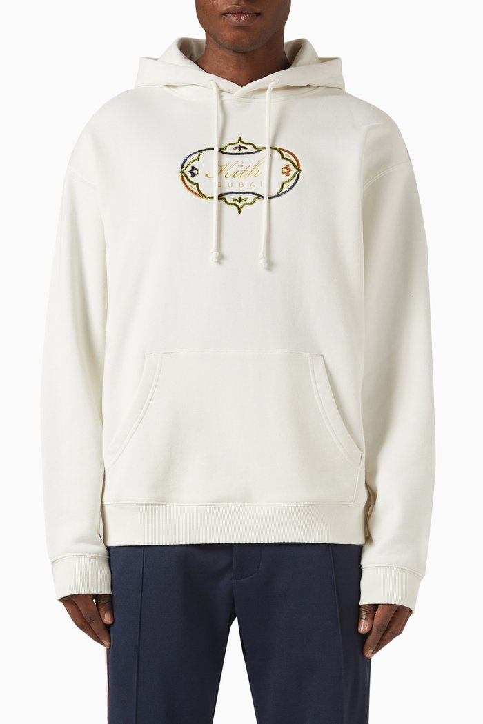 

Dubai Script Logo Hoodie in Cotton Fleece, Neutral