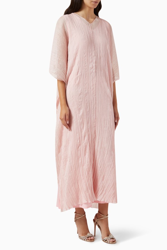 

Bish-cut Kaftan in Crinkled Silk, Pink