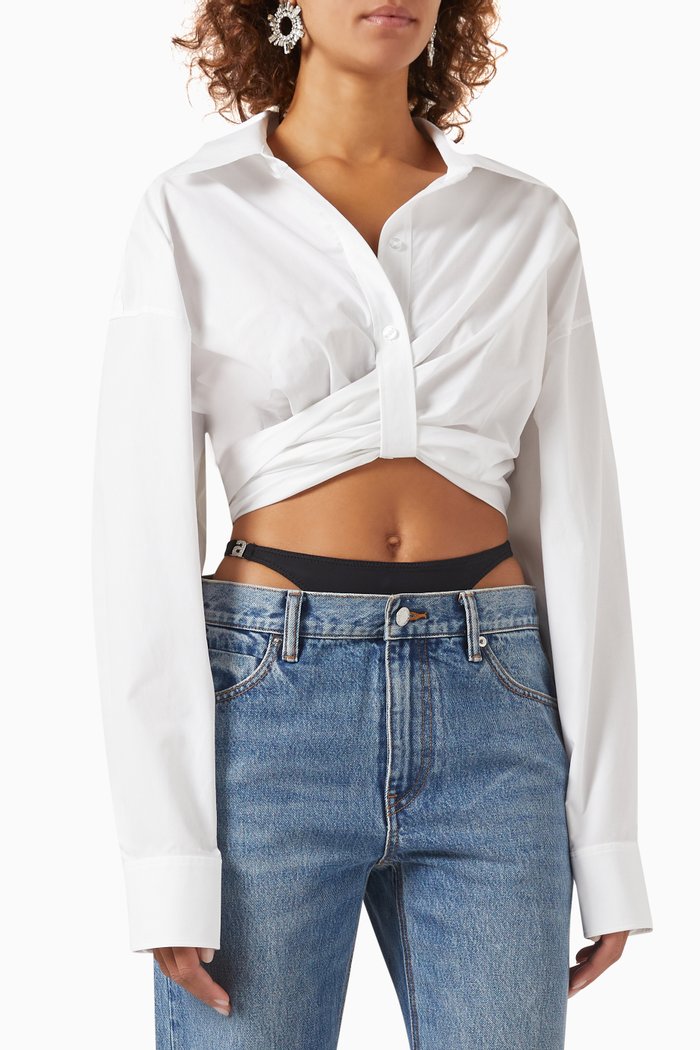 

Cropped Shirt in Compact Cotton, White