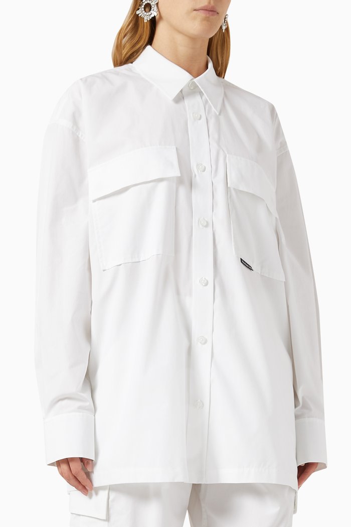 

Oversized Shirt in Compact Cotton, White