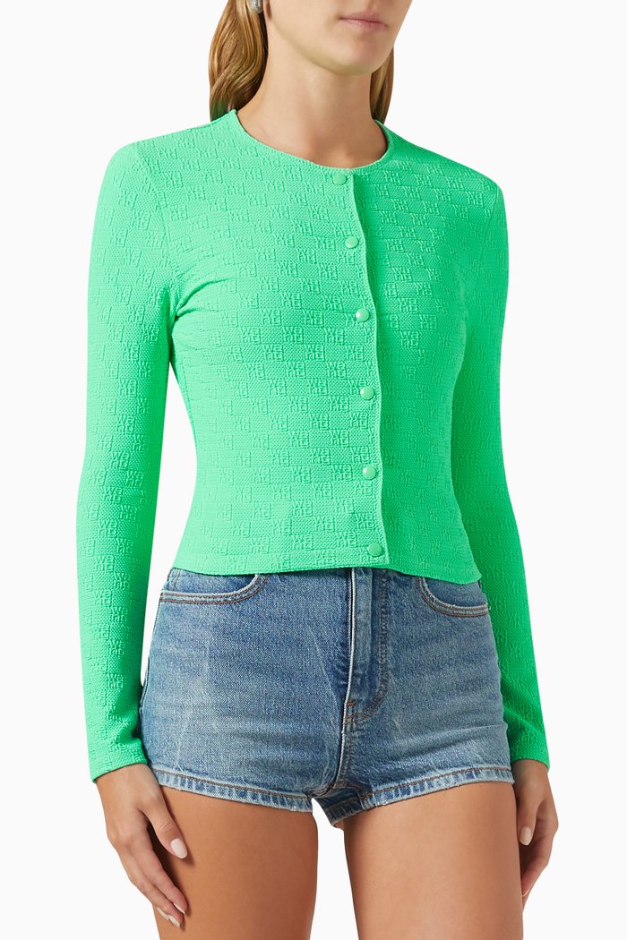 

Cardigan in Jacquard-jersey, Green