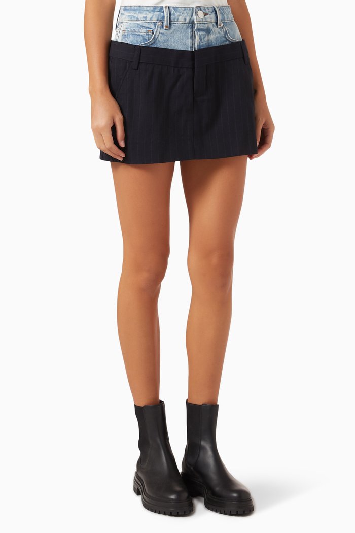 

Le Mix Mini Skirt in Denim & Wool-blend, Blue