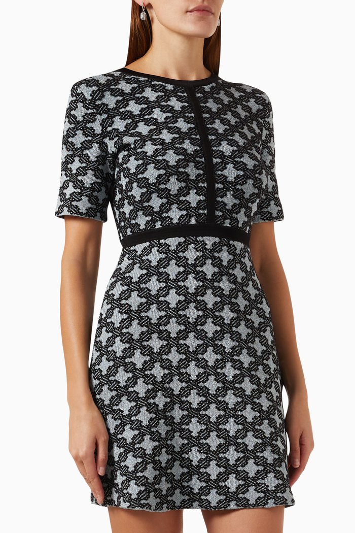 Romane Mini Dress in Jacquard-knit, Black
