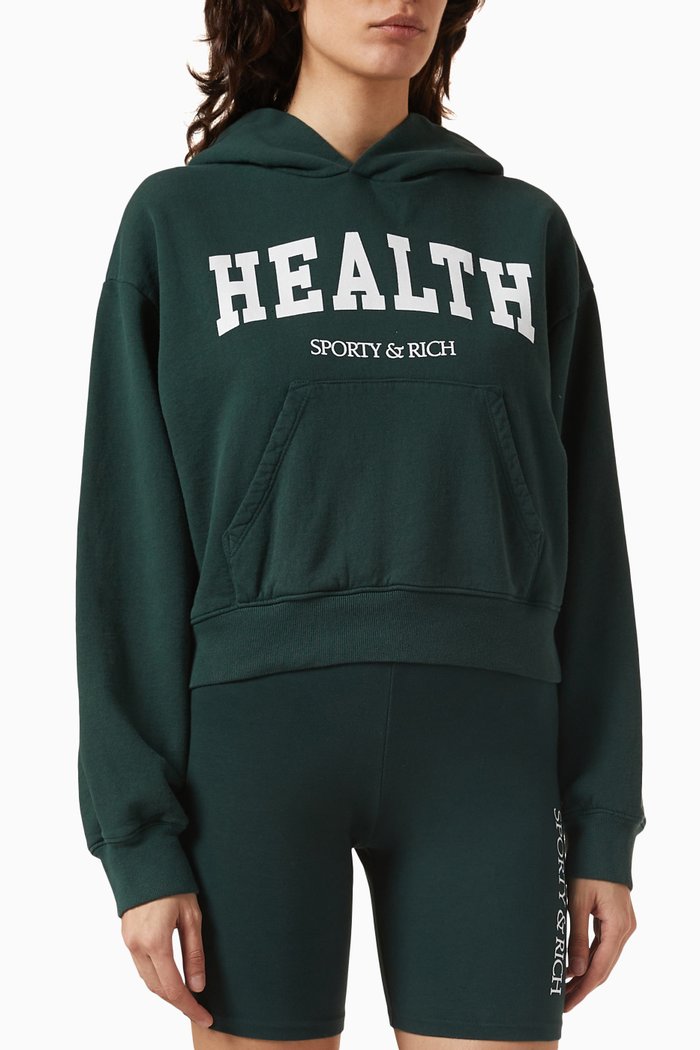 

Health Ivy Cropped Hoodie in Cotton, Green