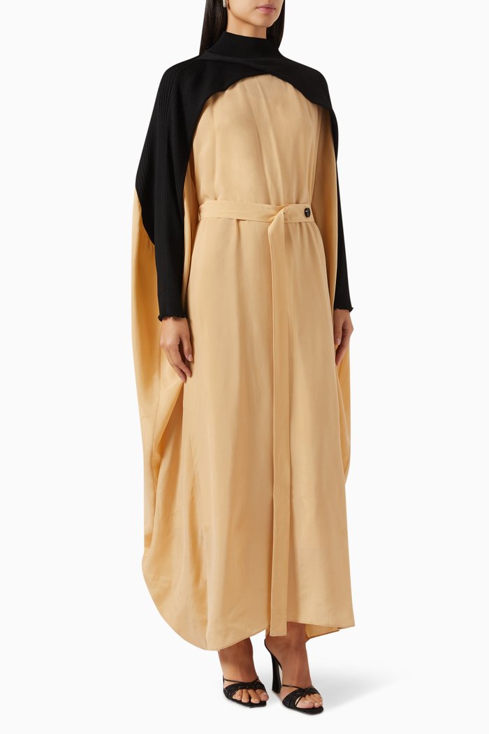 

Two-tone Oversized Maxi Dress in Knit & Cupro, Neutral