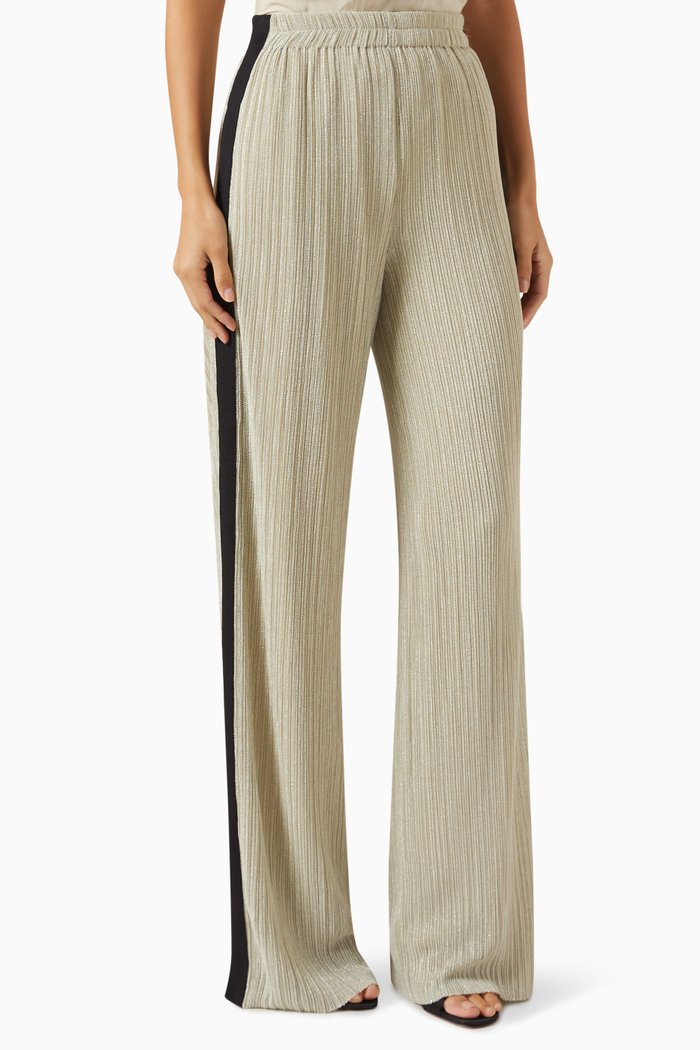 Striped Pants in Pleated-fabric, Grey
