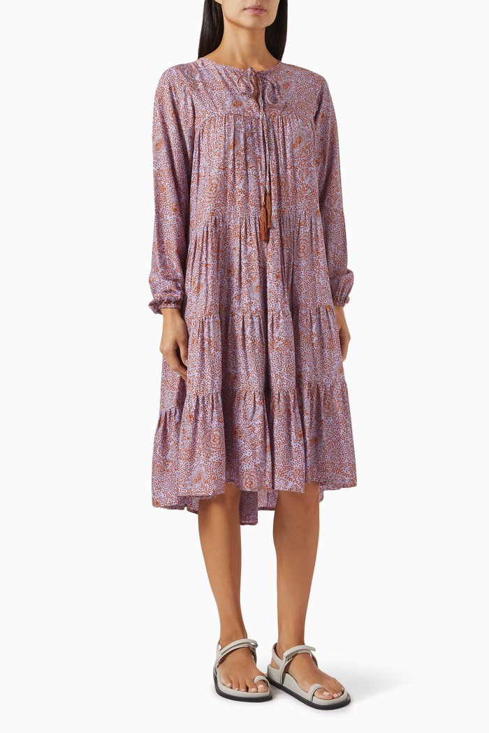 

Elisha Midi Dress in Cotton, Purple