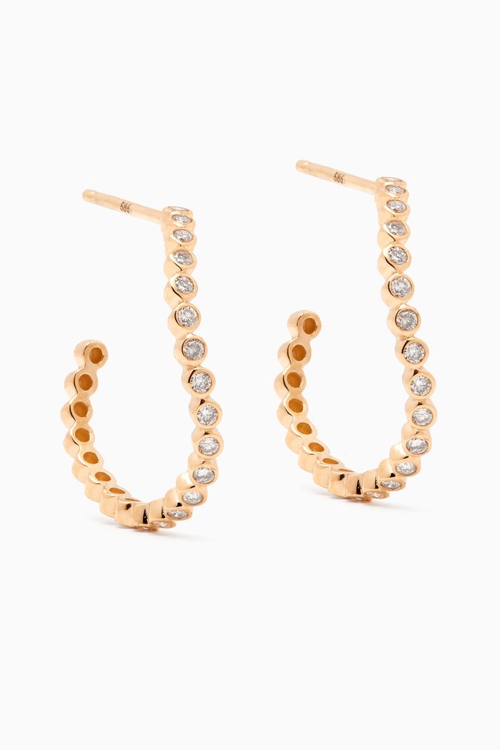 

Diamond Bezel Wave Earrings in 14kt Gold, Yellow