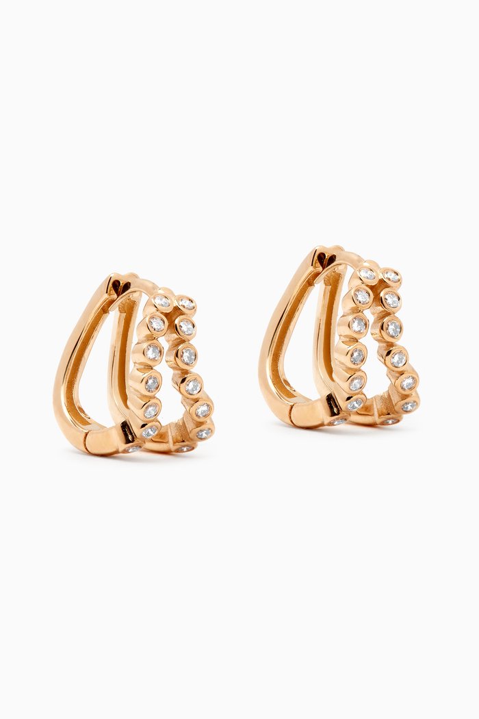 

Double Diamond Bezel Wave Earrings in 14kt Gold, Yellow
