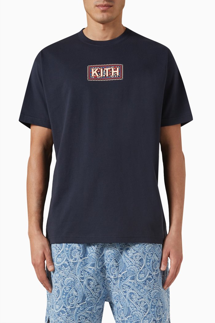 

Needlepoint Box T-shirt in Cotton, Blue