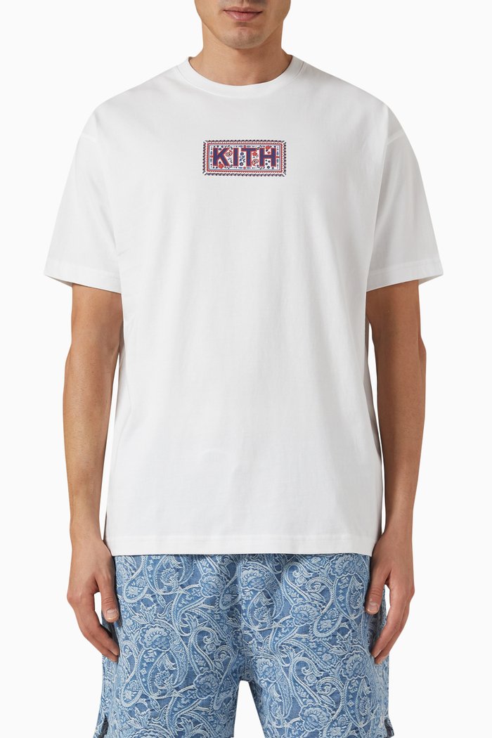 

Needlepoint Box T-shirt in Cotton, White