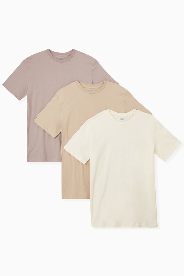 

Three-Pack Logo Print T-Shirt in Cotton Jersey, Neutral