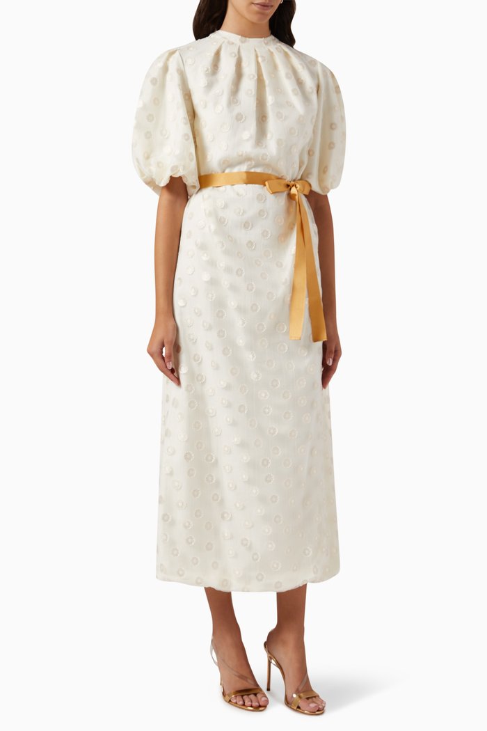 

Floral Midi Dress, Neutral