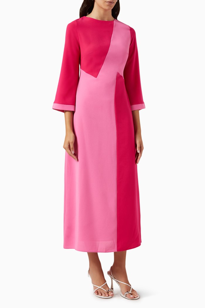 

Colour-block Midi Dress, Pink