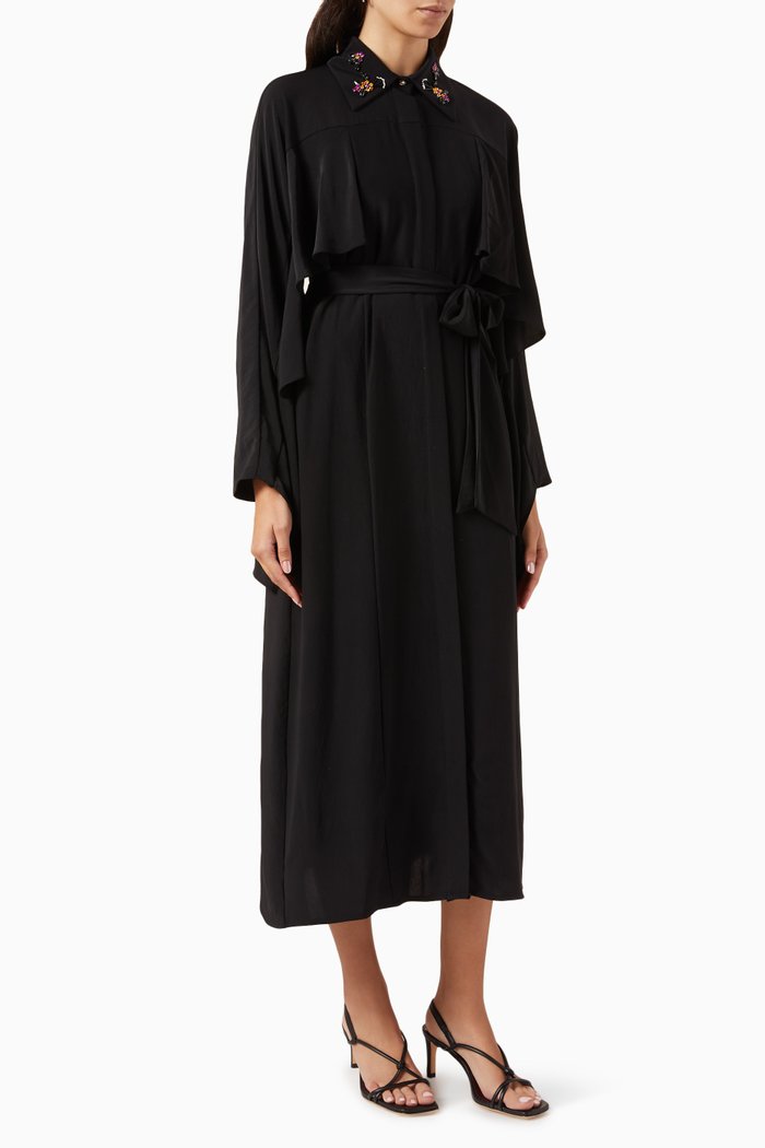

Embellished Collar Midi Dress, Black