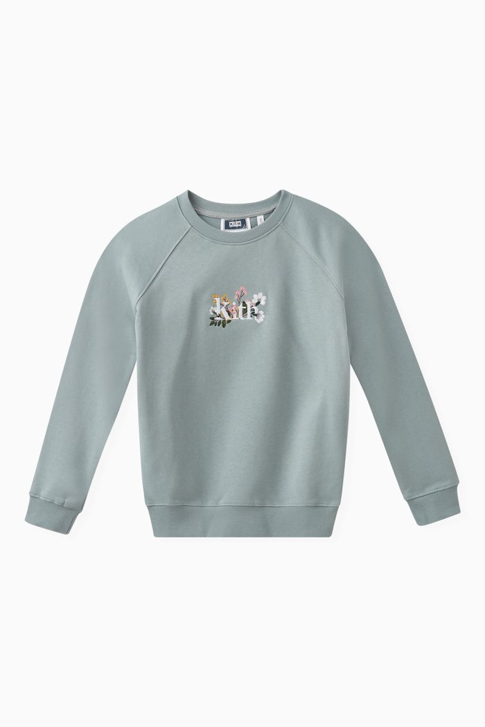 

Floral Logo Sweatshirt in Cotton, Blue