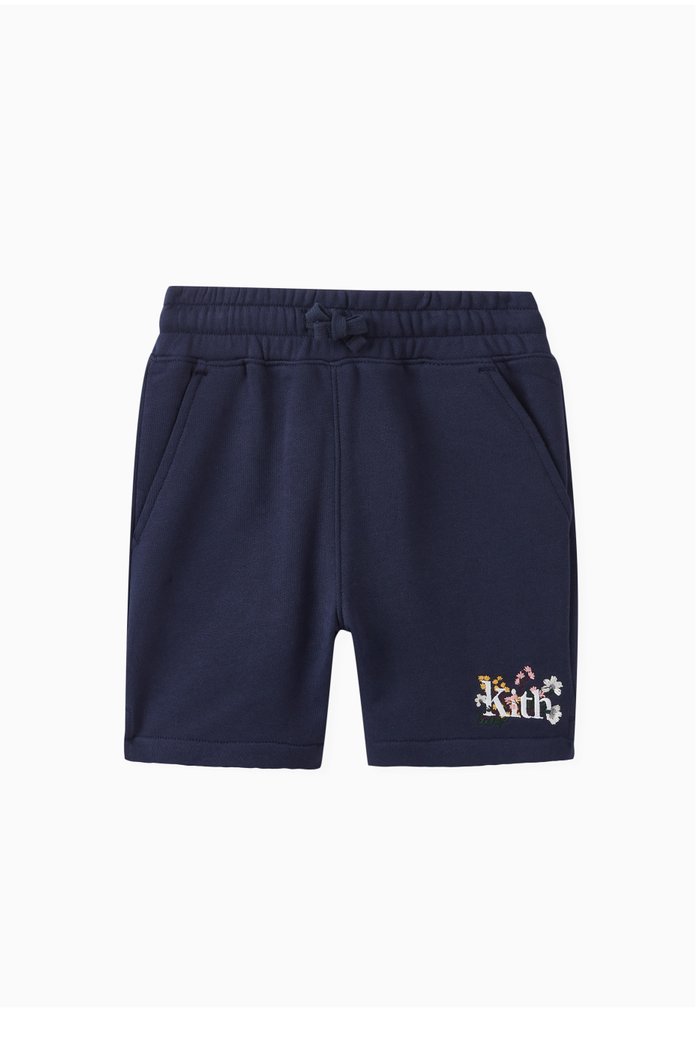 

Floral Logo Shorts in Cotton, Blue