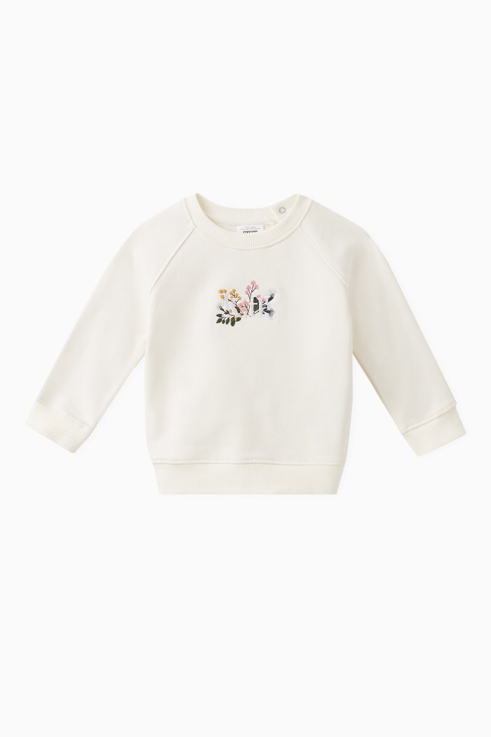 

Floral Logo Sweatshirt in Cotton, Neutral
