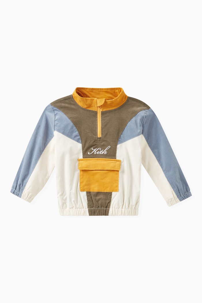 Novelty Colour-block Track Jacket in Corduroy, Multicolour
