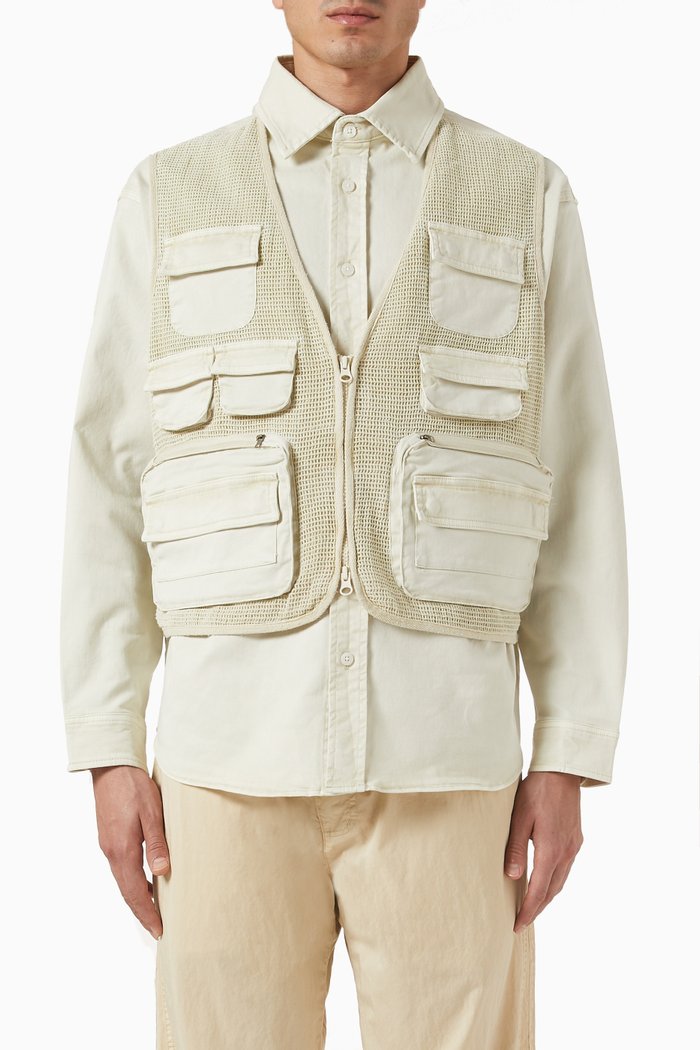 

Burnett Vest-front Shirt in Denim, Multicolour