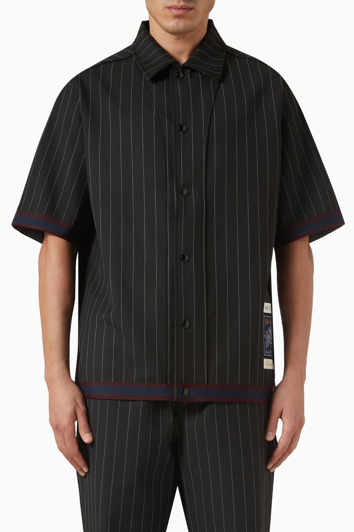 

Pinstripe Woodpoint Shirt, Black