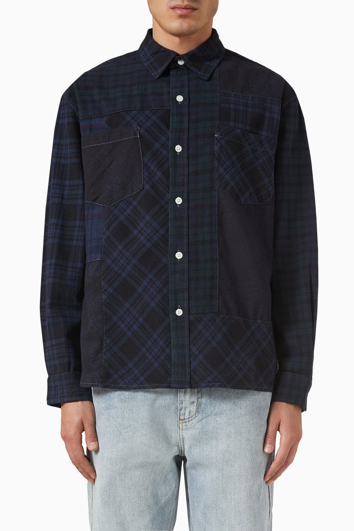 

Patchwork Berkeley Shirt in Cotton, Blue
