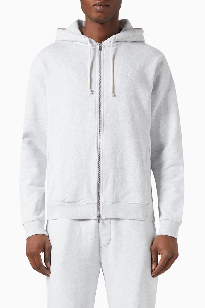 

Williams V Zip-up Hoodie in Cotton Fleece, Grey