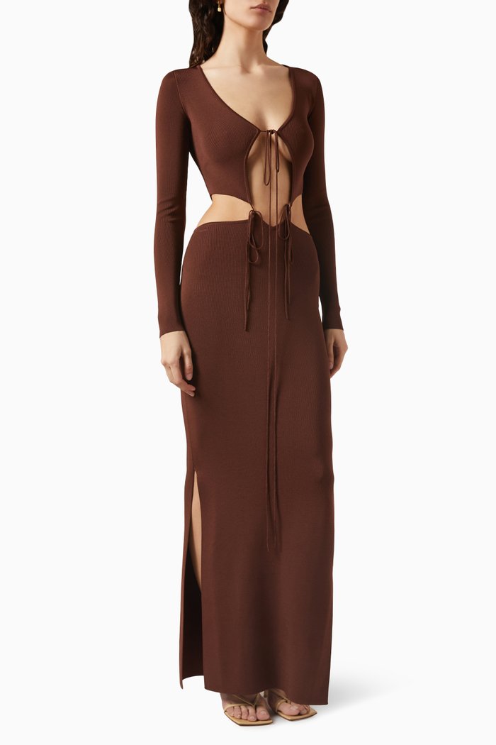 

Lapponi Maxi Dress in Viscose Knit, Brown