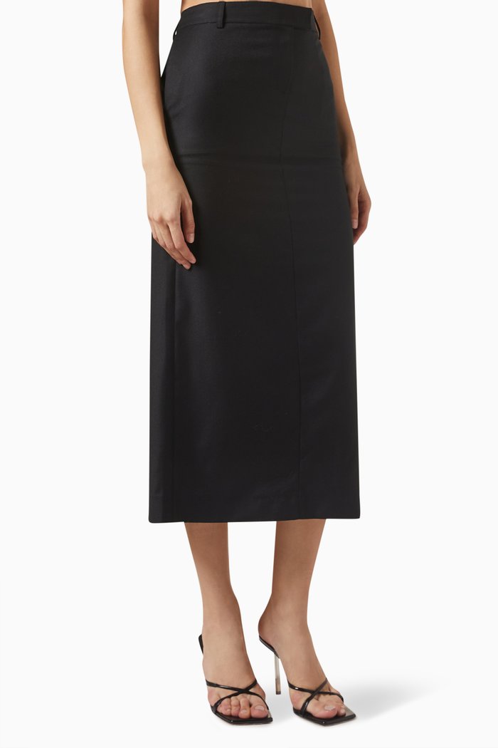 

Ardens Midi Skirt in Wool, Black