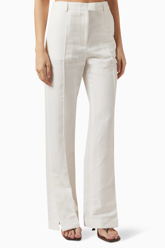 

Polaris Wide-leg Pants in Linen, White