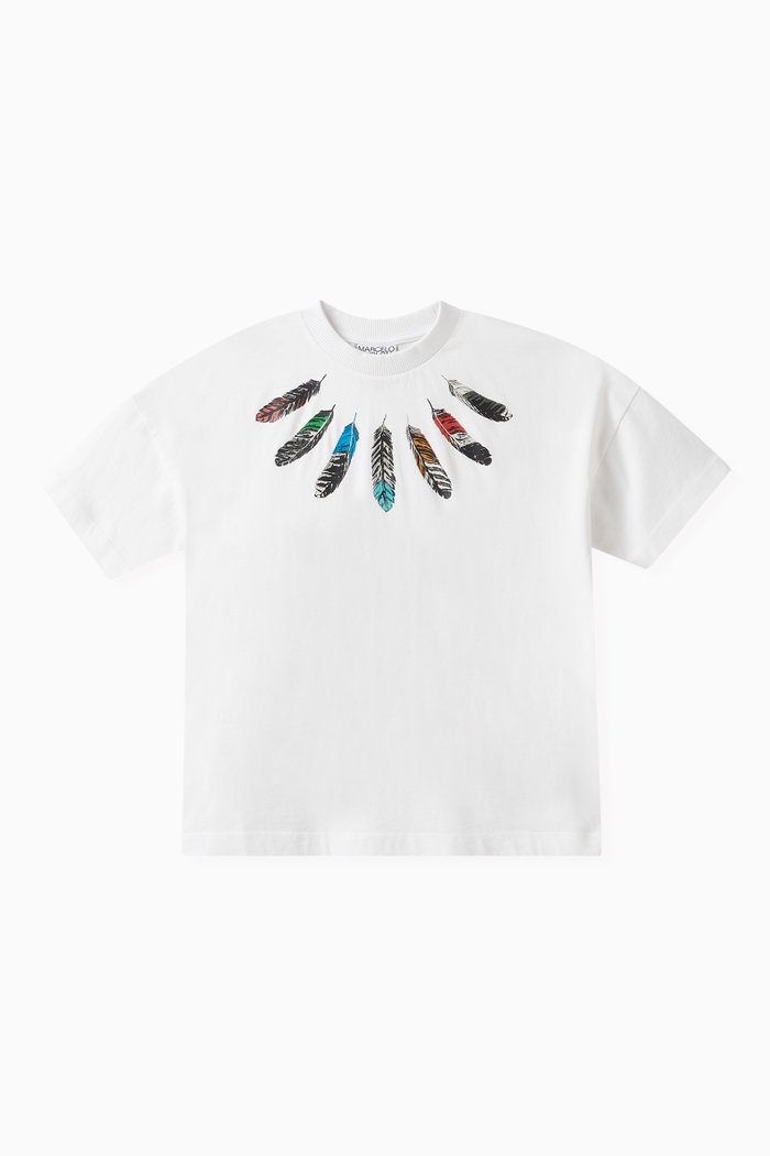 

Feather Collar T-shirt in Cotton, White