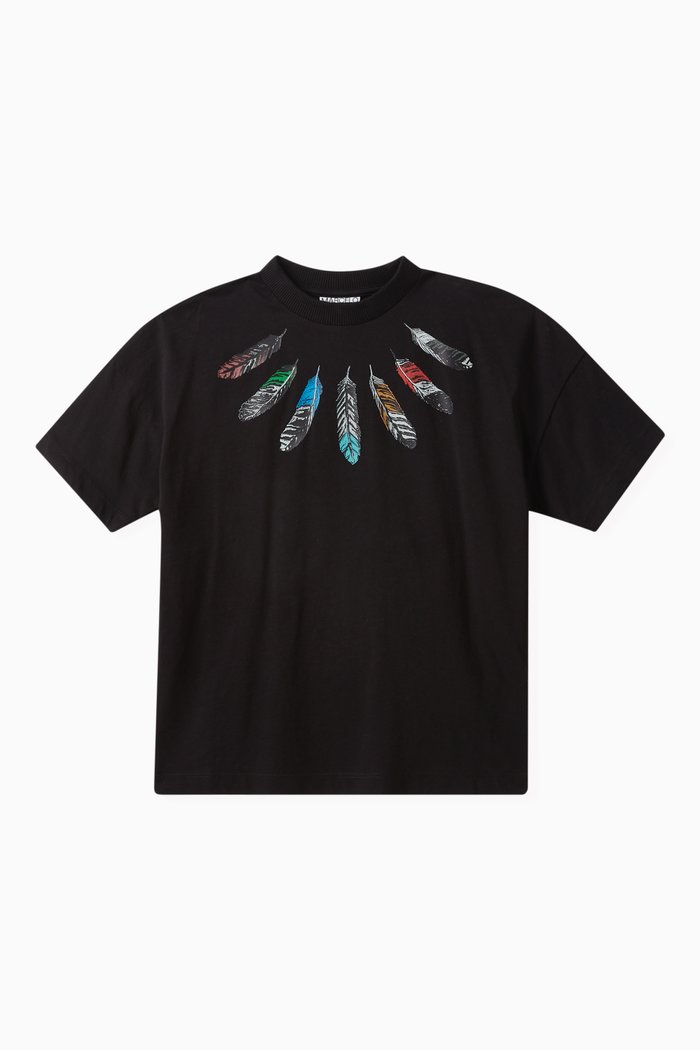 

Feather Collar T-shirt in Cotton, Black