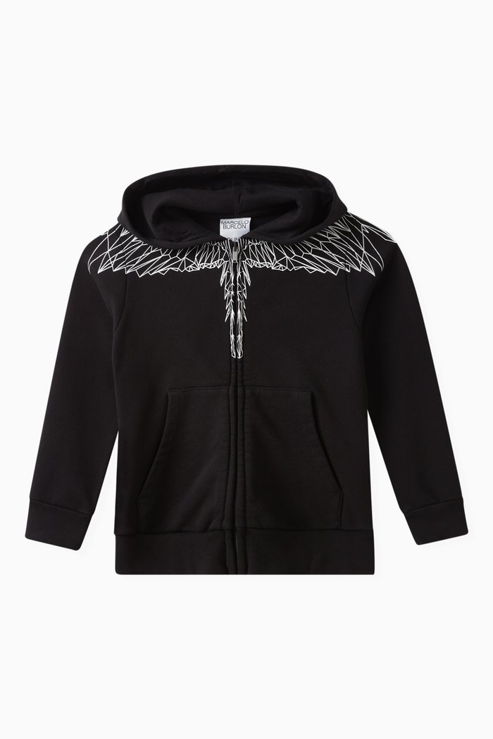 Triangle Wings Hoodie in Cotton, Black