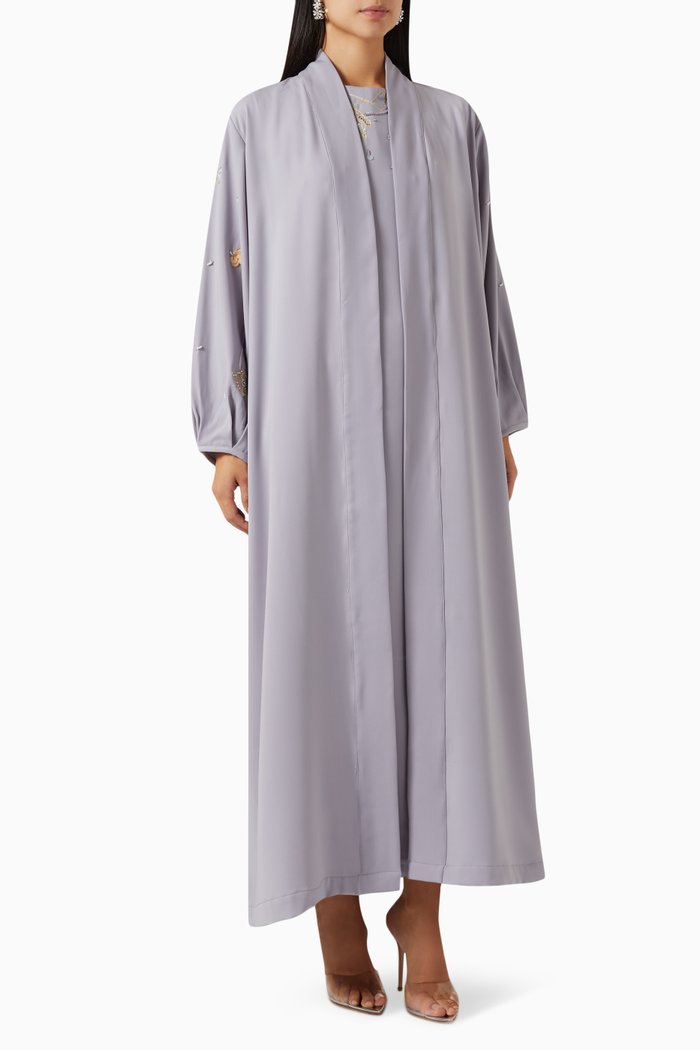 

Embroidered Abaya, Grey