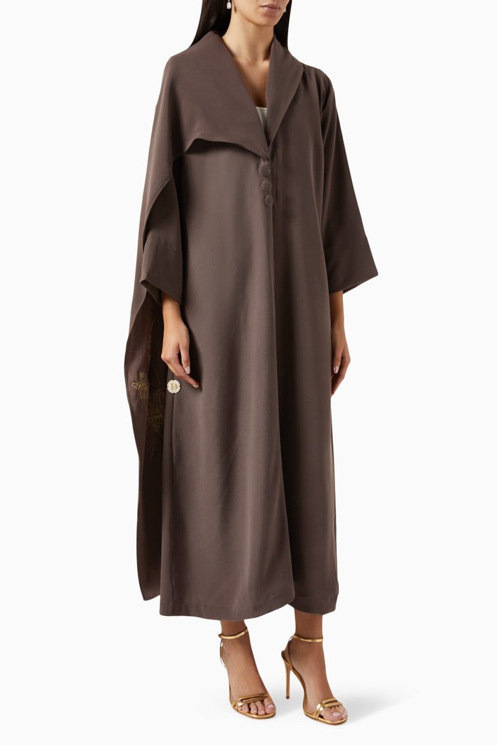 Embroidered Abaya, Brown